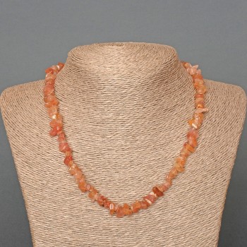 Strawberry Quartz Necklace, natural stone chips, 8x3 mm diameter, 47 cm length