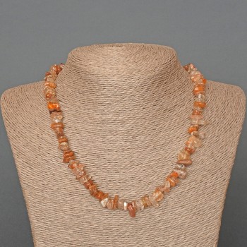 Rutilated Quartz Necklace - Hairy Rutile Quartz natural stone chip, 8x3 mm, length 46 cm