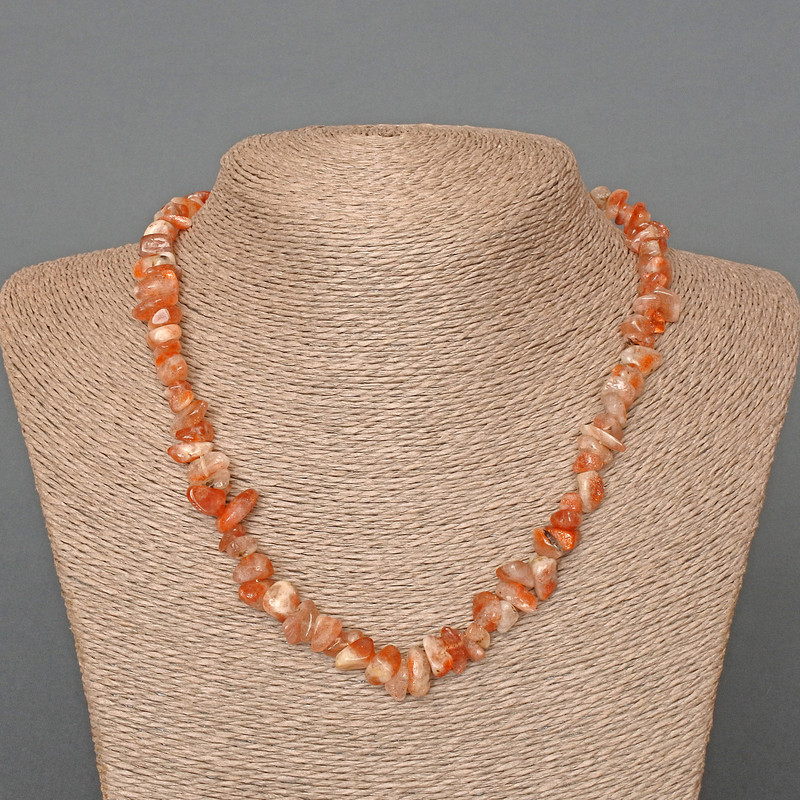 Heliolite Necklace with Natural Stone Chips, 9×4 mm, 46 cm long