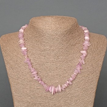 Kunzite Necklace, natural stone chip, diameter 9x4 mm, length 48 cm