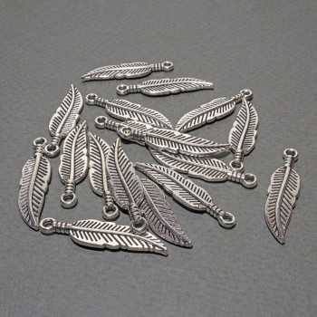 Hardware pendant Feather, dimensions 7.5×30 mm +- packaging 17 pcs +- 20 g
