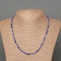 Sodalite Necklace with Natural Stone, Faceted Cube Beads, 4 mm Diameter, 47 cm Length ±