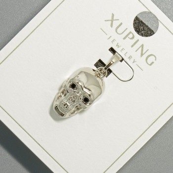 Pendant "Skull" Xuping, diameter 9×16 mm, length 23 mm, rhodium