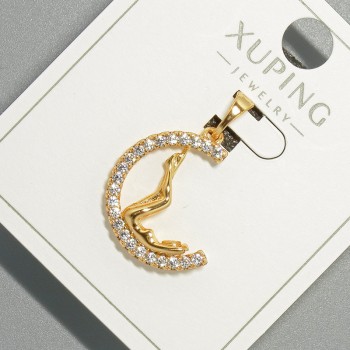 Pendant 'Girl' Xuping with white crystals, diameter 15x19mm, length 26mm, 18K gold plating