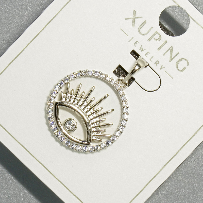 Pendant 'Eye' Xuping with white crystals, rhodium