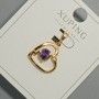 Pendant "Heart" Xuping with Purple Crystal, diameter 15x14 mm, 5 mm ±, length 22.5 mm ±, 18K gold plating