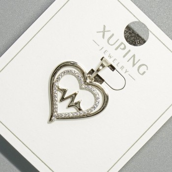 Pendant 'Heart' Xuping with White Crystals, diameter 18x18 mm, length 23.5 mm - Rhodium