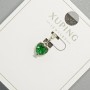Pendant 'Heart' Xuping with green crystal, diameter 6 mm, length 14 mm, rhodium-plated