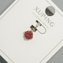 Xuping Pendant with Red Crystal, 6 mm Diameter, 15 mm Length, Rhodium Plated