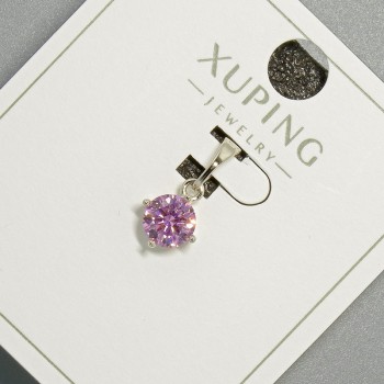 Xuping Pendant with Pink Crystal, Rhodium-Plated