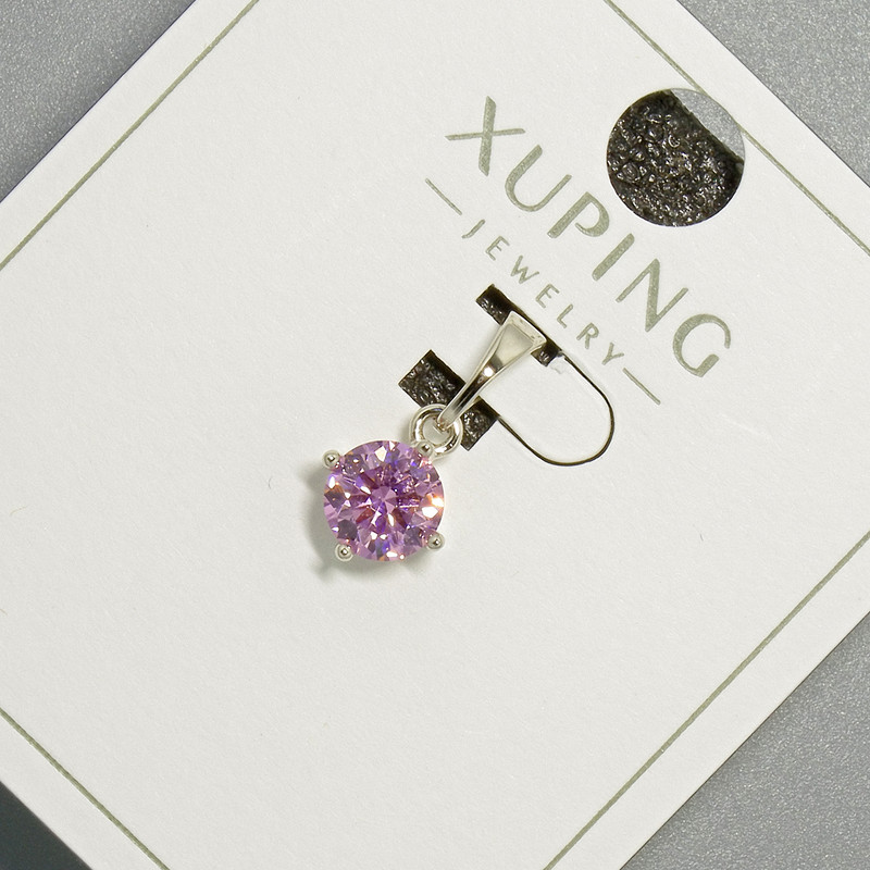 Xuping Pendant with Pink Crystal, Rhodium-Plated