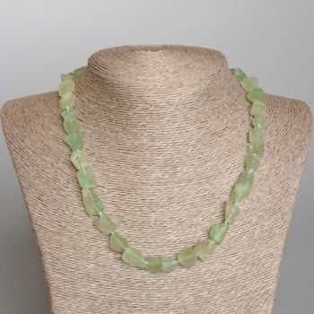 Necklace of untreated nephrite natural stone, 10×13 mm beads, length about 47 cm