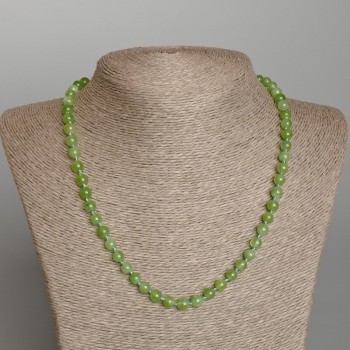 Nephrite necklace with smooth beads, 6.5 mm diameter, 50 cm length