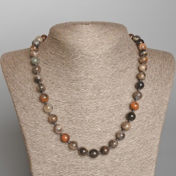 Natural Sunstone Necklace, smooth bead, 9.5 mm diameter, 50 cm length