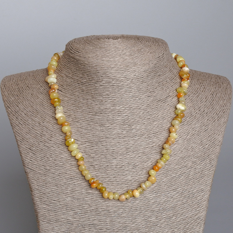 Yellow Agate Necklace, Natural Stone, Faceted Beads, 7×5 mm diameter, 47 cm length