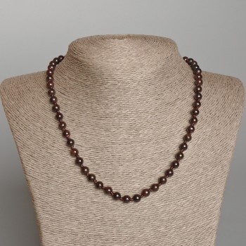 Garnet Necklace with Natural Stone, Smooth Bead, Diameter 6mm+-, Length 48cm+-