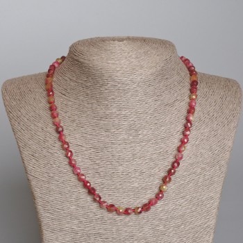 Polychrome Tourmaline Necklace with Faceted Cubes, 6 mm Diameter ±, Length 49 cm ±