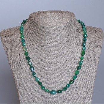 Necklace of green agate, natural stone, faceted, diameter 6×8 mm, length 48 cm