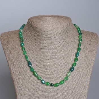 Green Agate Natural Stone Faceted Bead Necklace, diameter 6x10 mm ±, length 51 cm ±