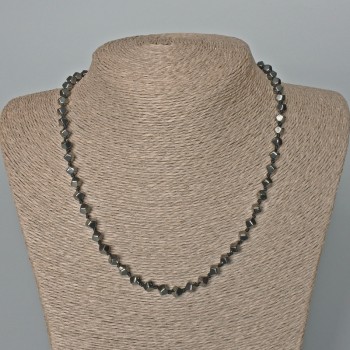Hematite Necklace with Polygonal Beads, diameter 6x6 mm ±, length 47 cm ±