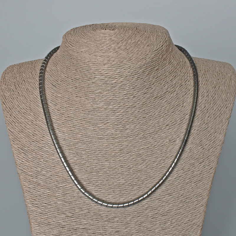 Hematite Necklace 'Zigzag', 4x5 mm beads, 48 cm length