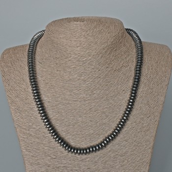Hematite Necklace, smooth rondel beads, diameter 8x3 mm, length 48 cm