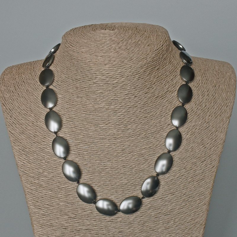 Oval Hematite Necklace, diameter 13x18 mm, length 47 cm