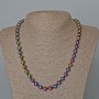 Hematite Necklace with 'Gasoline' Finish, Smooth Beads, 8 mm Diameter, 50 cm Length
