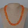 Bead Necklace Orange Crystal (Amber-Toned), Faceted Beads, 12x8 mm, Length 50 cm