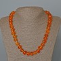 Bead Necklace Orange Crystal (Amber-Toned), Faceted Beads, 12x8 mm, Length 50 cm