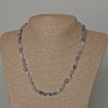 Necklace of natural iolite beads, faceted, 6x8 mm diameter, length 48 cm