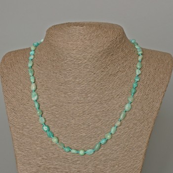 Larimar Necklace with Natural Larimar, Faceted Beads, 6x8 mm, 49 cm