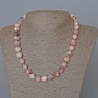 Necklace with Pink Opal natural stone smooth beads, diameter 10 mm, length 48 cm