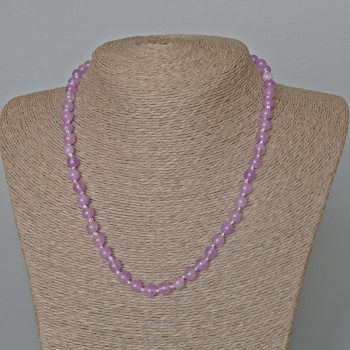 Amethyst Necklace (named after tinted quartz) smooth beads, diameter 6.5 mm, length 47 cm