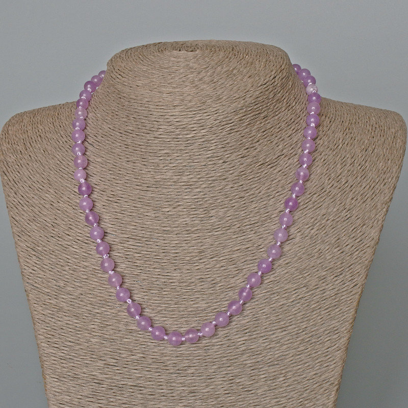 Amethyst Necklace (named after tinted quartz) smooth beads, diameter 6.5 mm, length 47 cm