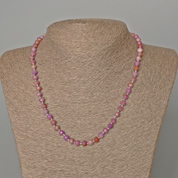 Phosphosiderite Necklace with natural stone, faceted beads, 6 mm diameter, 47 cm length