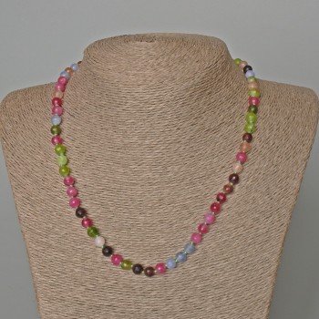 Assorted Necklace of natural stone, faceted bead, diameter 6 mm ±, length 48 cm ±