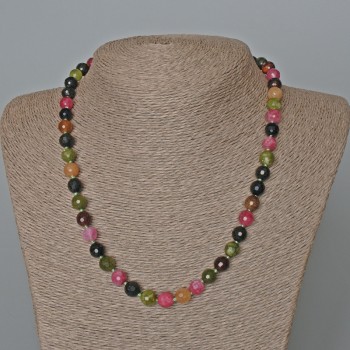 Necklace with natural tourmaline, faceted 8 mm