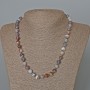Botswana Agate Necklace with Natural Stone, Faceted Round Beads, 8 mm Diameter, Length 48 cm+