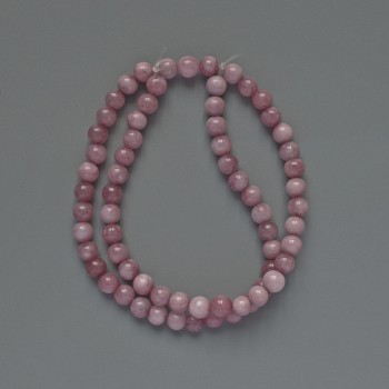 Kunzite Beads (Imitation) - Smooth Round Beads, 6mm diameter, 39cm length on beading thread