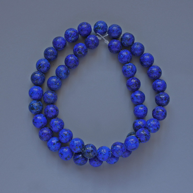 Azurite Beads (Imitation) Smooth Round Bead, Diameter 8mm, Length 39cm on Thread