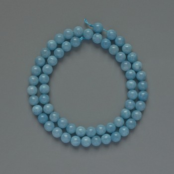 Aquamarine Beads, Smooth Ball, Diameter 6.5 mm, Length 38 cm on Thread