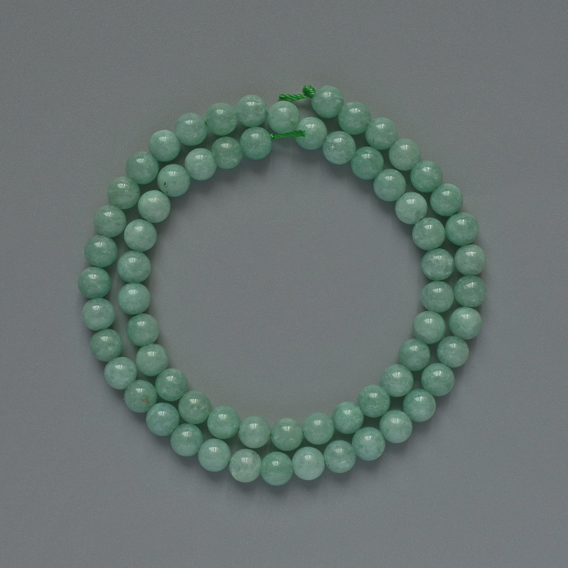 Amazonite beads, natural stone, smooth spheres, 6mm diameter, 38 cm length on thread
