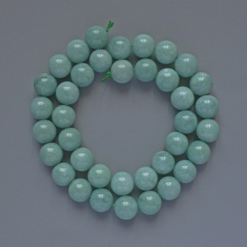 Amazonite Beads, Natural Stone, Smooth Round Beads, Diameter 10 mm, Length 38 cm on Thread