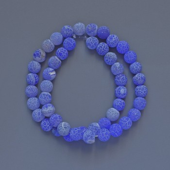 Blue Frosty Agate Beads, Smooth Round 8mm, 35cm Monofilament
