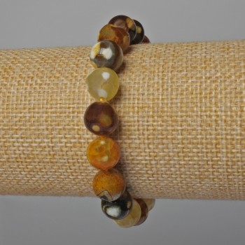 Yellow Agate Bracelet with smooth beads, 10 mm diameter, 18 cm length ± (stretch)