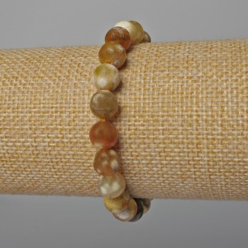 Bracelet Yellow Agate – Smooth Bead, 8 mm Diameter, 18 cm Length (Stretch)