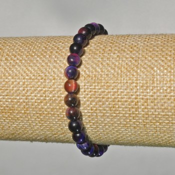 Bracelet with Multicolored Cat's Eye natural stone, smooth beads, diameter 6 mm, length 18 cm, stretch