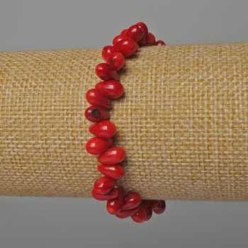 Natural Coral Bead Bracelet, Bead Size 5x8 mm, Length 18 cm +/- (Stretch)