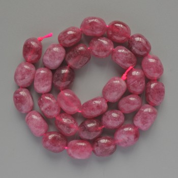 Rubellite Tourmaline Beads, Natural Stone, Faceted, Diameter 9×13 mm, Length 37 cm on Thread